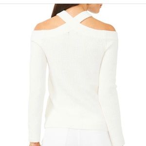 1. State white cold shoulder sweater